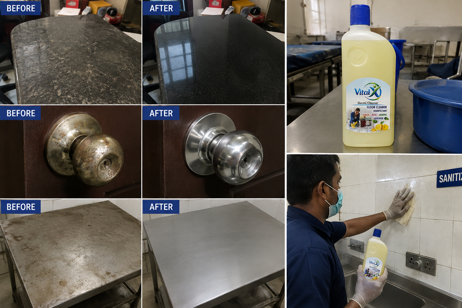 Vital-X Floor Cleaner before cleaning